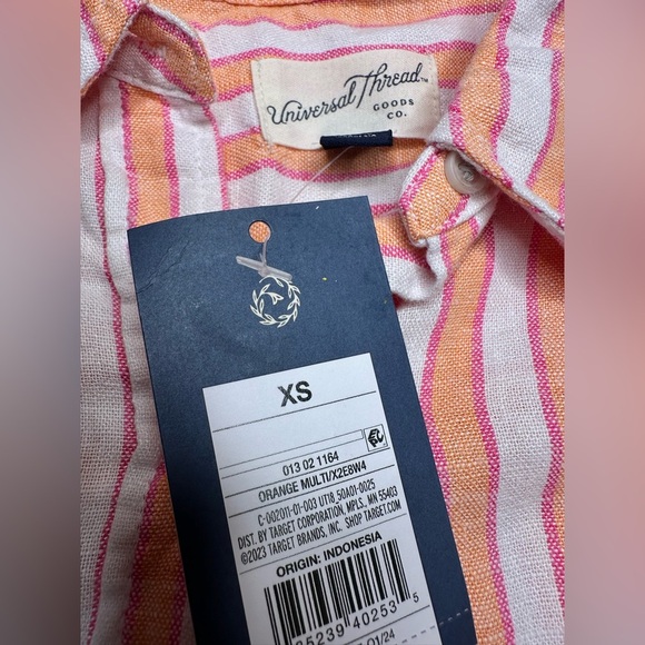 Universal Thread Women Size XS Long Sleeve Collared Striped Button Up Shirt - Picture 4 of 7